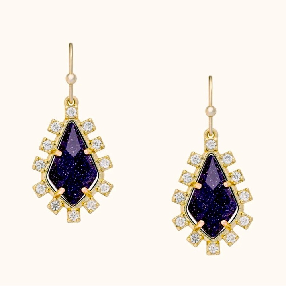 Alicia Bonnie Thetis Galaxy Black and Gold CZ stones Drop earrings